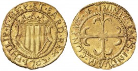CAGLIARI Filippo V (1700-1719) Scudo d’oro 1702 - MIR 93/2 AU (g 3,20) Difetto di conio (?) al ciglio del D/

qFDC