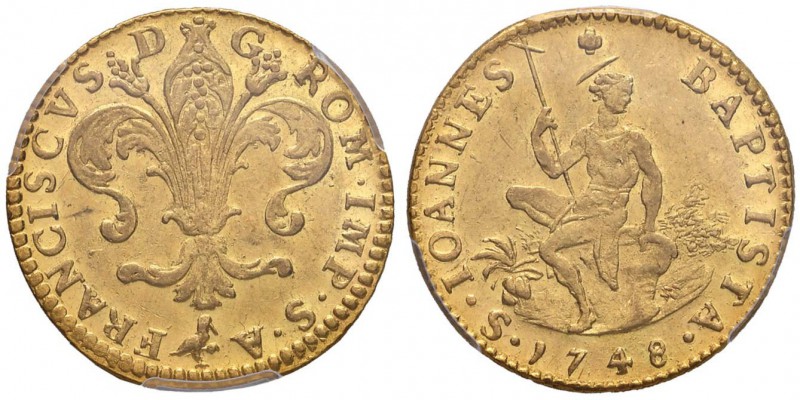 FIRENZE Francesco II (1747-1765) Ruspone 1748 - MIR 359/2 AU R In slab PCGS AU58...