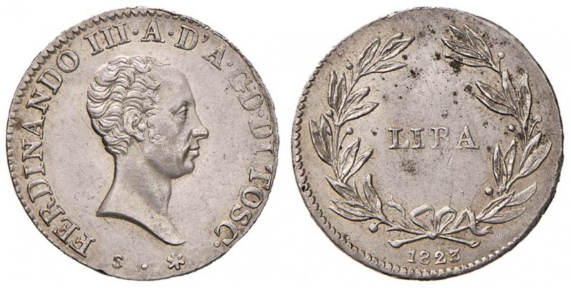 FIRENZE Ferdinando III (1814-1824) Lira 1823 - MIR 438/3 AG (g 3,91) R Esemplare...