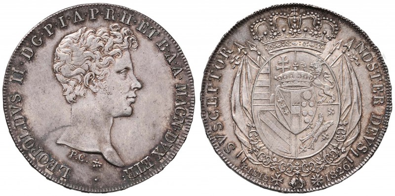 FIRENZE Leopoldo II (1824-1859) Francescone 1826 - MIR 446 AG (g 27,40) RR Bella...