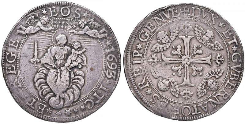 GENOVA Dogi Biennali (1528-1797) 2 Scudi 1693 sigla ITC - MIR 290/27 AG (g 76,35...