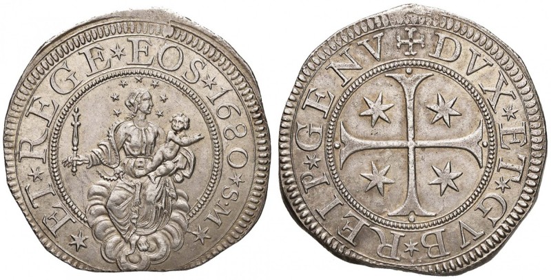 GENOVA Dogi Biennali (1528-1797) Scudo 1680 sigla S M coniato al torchio ma senz...