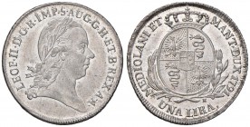 MILANO Leopoldo II (1790-1792) Lira 1791 - MIR 461/2 (indicato R/4) AG (g 6,22) RRRR Ex NAC 68, 4 dicembre 2012, lotto 179 dove era classificato in “c...