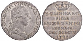 MILANO Francesco II (1792-1796) Lira del Giuramento 1792 - MIR 469 AG In slab PCGS MS64 517186.64/27261819 

FDC
