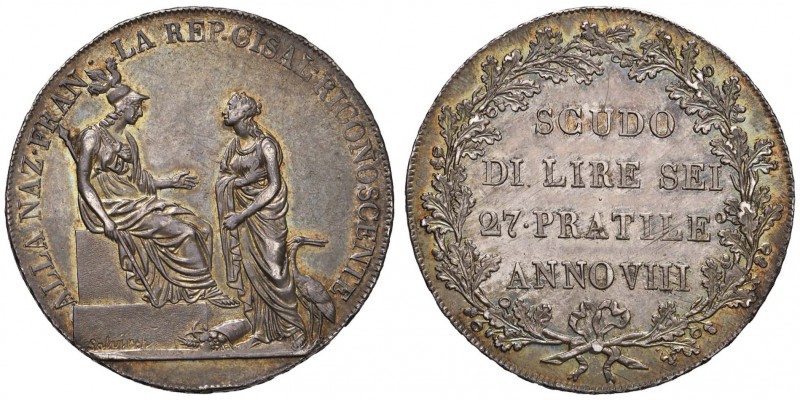 MILANO Repubblica Cisalpina (1797-1802) Scudo A. VIII h 6 - MIR 477 AG (g 23,10)...