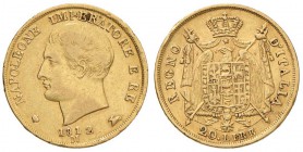 MILANO Napoleone (1805-1814) 20 Lire 1812 Puntali sagomati, stella piccola e 1 su 0 - cfr. Gig. 91a (indicato R/3 ma con stella grande) AU (g 6,42) Un...