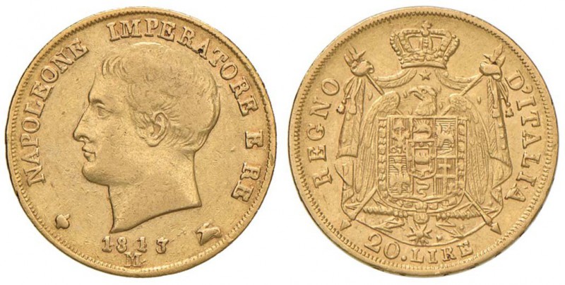 MILANO Napoleone (1805-1814) 20 Lire 1813 Puntali sagomati, 1 su 0 e 3 su altra ...