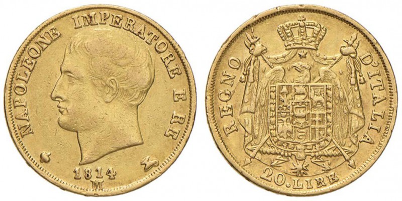 MILANO Napoleone (1805-1814) 20 Lire 1814 Puntali sagomati, 1 su 0 - Gig. 93a AU...