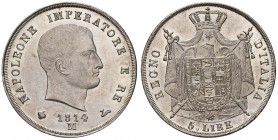 MILANO Napoleone (1805-1814) 5 Lire 1814 Puntali sagomati - Gig. 124 AG (g 24,99) Ex Rauch 92, aprile 2013, lotto 1826. Un minimo graffietto sul collo...