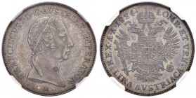MILANO Francesco I (1815-1835) Lira 1824 - MIR 506/3 AG In slab NGC MS63. Conservazione eccezionale con splendida patina 

FDC