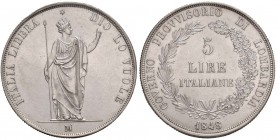 MILANO Governo provvisorio (1848) 5 Lire 1848 - Pag. 213 AG Sigillato SPL+ da Raffaele Negrini. Leggermente lucidato 

qFDC