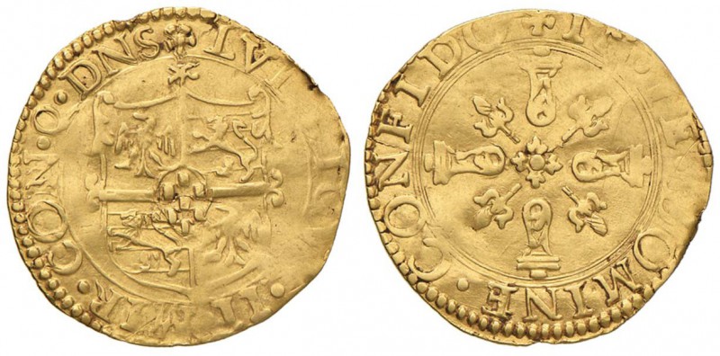 MIRANDOLA Ludovico II (1550-1568) Scudo d’oro - MIR 501 AU (g 3,08) Schiacciatur...