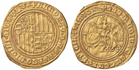 NAPOLI Alfonso I d’Aragona (1442-1458) Ducato e mezzo - MIR 52 AU (g 5,20) RR Colpetto al bordo e graffietti 

SPL