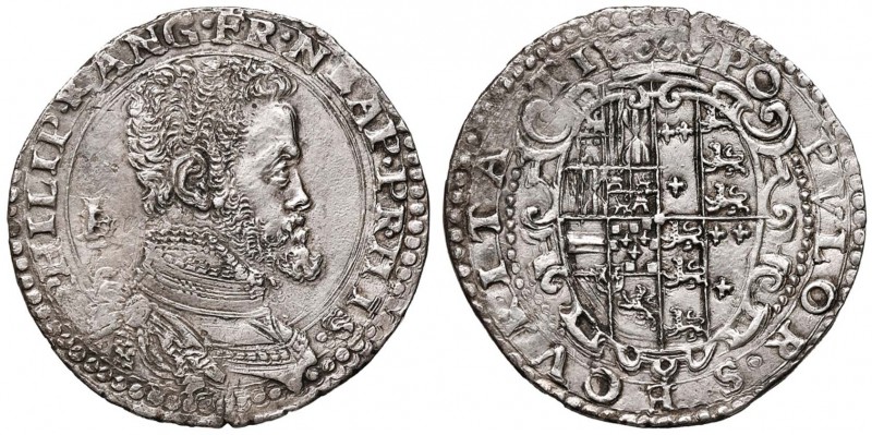 NAPOLI Filippo II (1554-1598) Mezzo ducato giglio sotto il busto - MIR 160 AG (g...