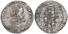 NAPOLI Filippo II (1554-1598) Mezzo ducato giglio sotto il busto - MIR 160 AG (g 14,00) Ribattuta al D/ ma bell’esemplare

SPL+