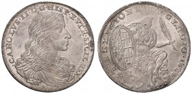 NAPOLI Carlo II (1674-1700) Mezzo ducato 1684 croce sotto il busto - Magliocca 10a AG (g 14,00) Graffi di conio al D/ ma splendido esemplare con delic...