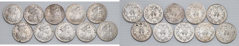 NAPOLI Carlo II (1674-1700) Tarì 1691-1700 - Magliocca 22-31 AG Serie completa d...