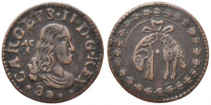 NAPOLI Carlo II (1674-1700) Tornese 1680 - Magliocca 63 CU (g 4,23)

BB+