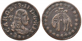 NAPOLI Carlo II (1674-1700) Tornese 1680 - Magliocca 63 CU (g 4,23)

BB+
