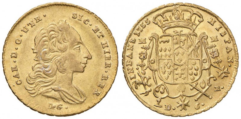 NAPOLI Carlo di Borbone (1734-1759) 6 Ducati 1755 con UTR al D/ - Magliocca 117a...