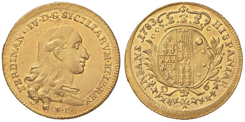 NAPOLI Ferdinando IV (1759-1799) 6 Ducati 1783 con SICILIARVM IE al D/ - Gig. 28...