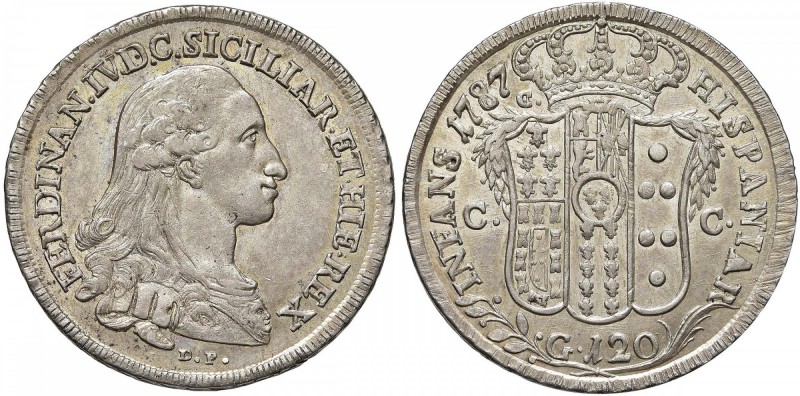 NAPOLI Ferdinando IV (1759-1799) Piastra 1787 - Maglicca 245 AG (g 27,25) Bell’e...