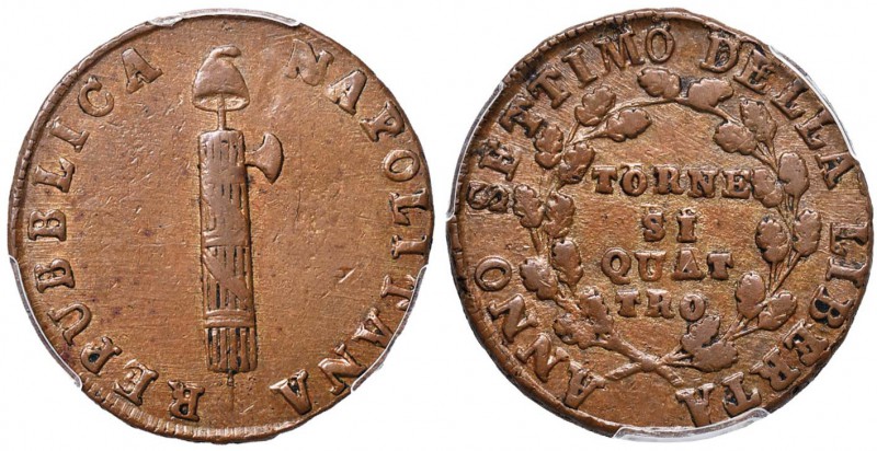 NAPOLI Repubblica napoletana (1799) 4 Tornesi 1799 A. VII - Magliocca 376 CU In ...
