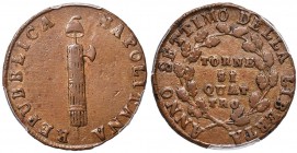 NAPOLI Repubblica napoletana (1799) 4 Tornesi 1799 A. VII - Magliocca 376 CU In slab PCGS AU53. Splendido esemplare

SPL+