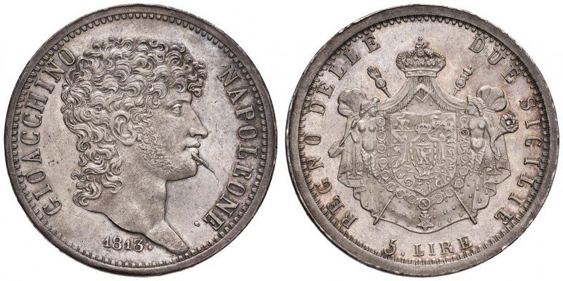 NAPOLI Murat (1808-1815) 5 Lire 1813 - Magliocca 417 AG (g 25,06) Minimi colpett...