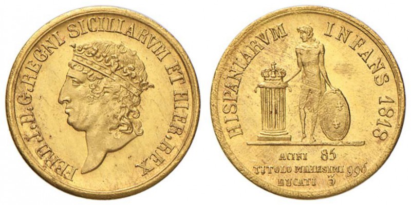 NAPOLI Ferdinando I (1816-1825) 3 Ducati 1818 - Magliocca 441 AU (g 3,78) Conser...