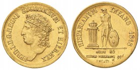 NAPOLI Ferdinando I (1816-1825) 3 Ducati 1818 - Magliocca 441 AU (g 3,79) Difetto di conio al D/ 

SPL