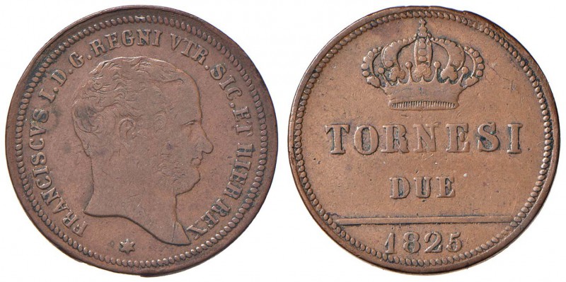 NAPOLI Francesco I (1825-1830) 2 Tornesi 1825 - Magliocca 476 (indicato R/4) CU ...