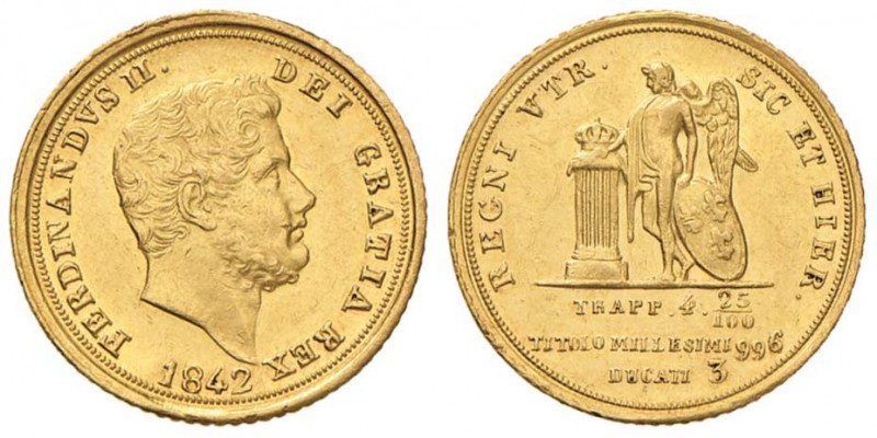 NAPOLI Ferdinando II (1830-1859) 3 Ducati 1842 - Magliocca 527 AU (g 3,80) Colpe...