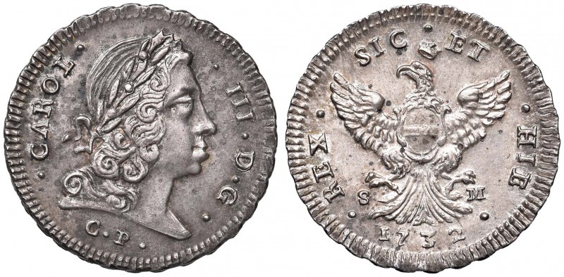 PALERMO Carlo III (1707-1734) 4 Tarì 1732 - MIR 525/1 AG (g 9,76) Splendido esem...