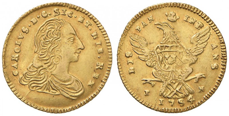 PALERMO Carlo di Borbone (1734-1759) Doppia oncia 1754 - MIR 562/2 AU (g 8,84) R...