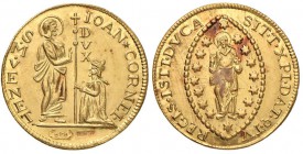 Emissioni di tipo veneziano - Zecchino riproduzione moderna di uno zecchino di Giovanni II Corner - AU (g 3,11) Marcato, graffietti al R/

FDC