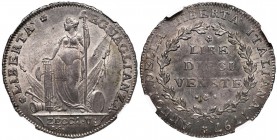VENEZIA Municipalità Provvisoria (1797-1798) 10 Lire venete 1797 - Gig. 1 AG R In slab NGC MS63+. Esemplare di conservazione eccezionale senza gli usu...