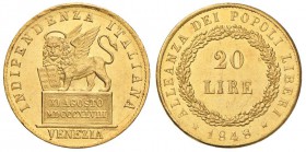 VENEZIA Governo Provvisorio (1848) 20 Lire 1848 - Gig. 1 AU (g 6,45) RR Colpetto al bordo 

qFDC