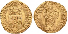 Pio II (1458-1464) Ducato papale - Munt. 5 AU (g 3,45) Colpetto al bordo, una minima tosatura

SPL