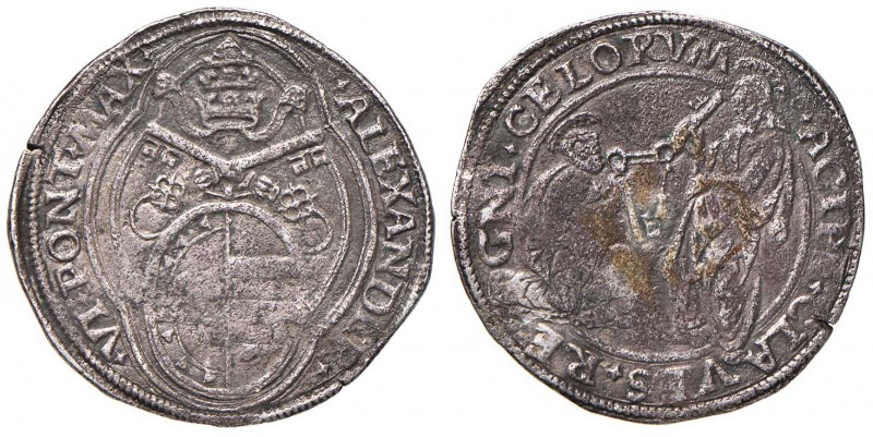 Alessandro VI (1492-1503) Doppio Grosso - Munt. 15 AG (g 6,09) RR Porosità diffu...