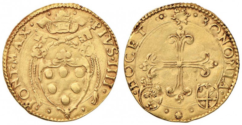 Pio IV (1559-1565) Bologna - Scudo d’oro con armetta Cesi - Munt. 67 AU (g 3,19)...