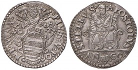 Pio V (1566-1572) Ancona - Testone - Munt. 34 AG (g 9,61) Bell’esemplare con patina delicata

SPL
