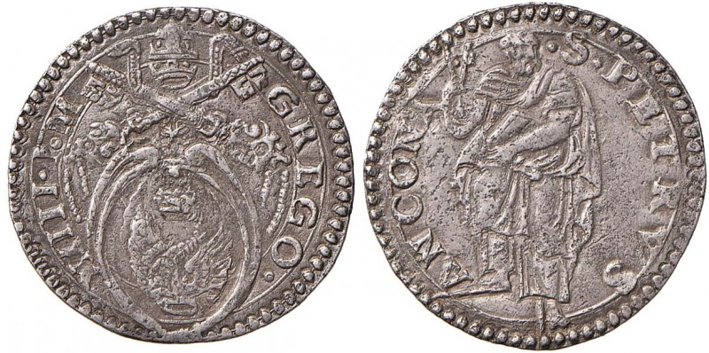 Gregorio XIII (1572-1585) Ancona - Giulio - Munt. 312 AG (g 3,12) RRR Poroso

...