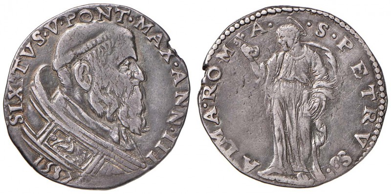 Sisto V (1585-1590) Testone 1587 - Munt. 32 AG (g 9,64) RRR

BB