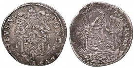 Paolo V (1605-1621) Testone A. II - Munt. 18a AG (g 9,00) RR Ribattuto

BB+