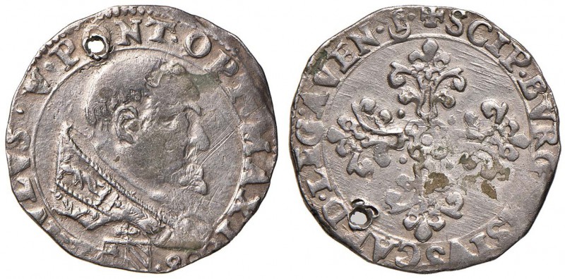 Paolo V (1605-1621) Avignone - 1/2 Franco 1608 - cfr. Munt. 399 AG (g 6,76) RRRR...