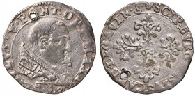 Paolo V (1605-1621) Avignone - 1/2 Franco 1608 - cfr. Munt. 399 AG (g 6,76) RRRR Forato, graffi

BB+/qSPL