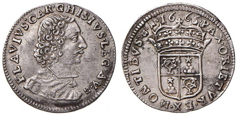 Alessandro VII (1655-1667) Avignone - Luigino 1665 - Munt. 44 AG (g 2,06) RR Dal...