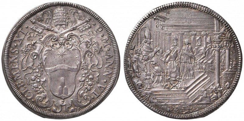 Clemente XI (1700-1721) Piastra A. VI - Munt. 45 AG (g 32,11) R Un esemplare di ...