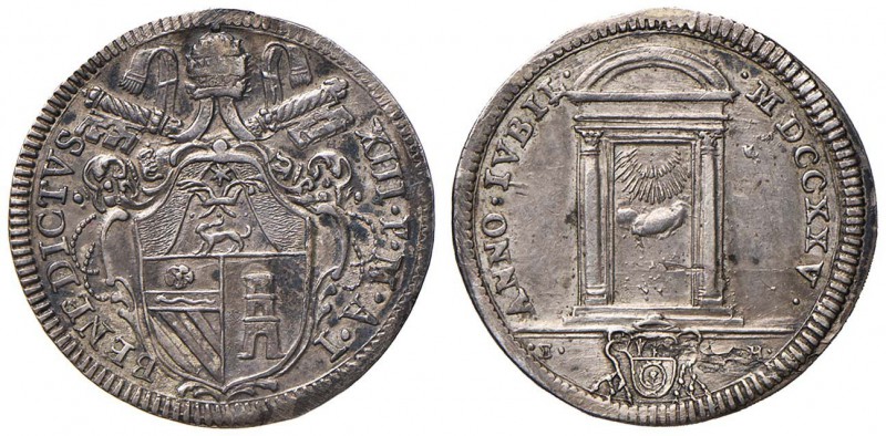 Benedetto XIII (1724-1730) Giulio 1725 A. I - Munt. 6 AG (g 2,94) R Piccoli graf...